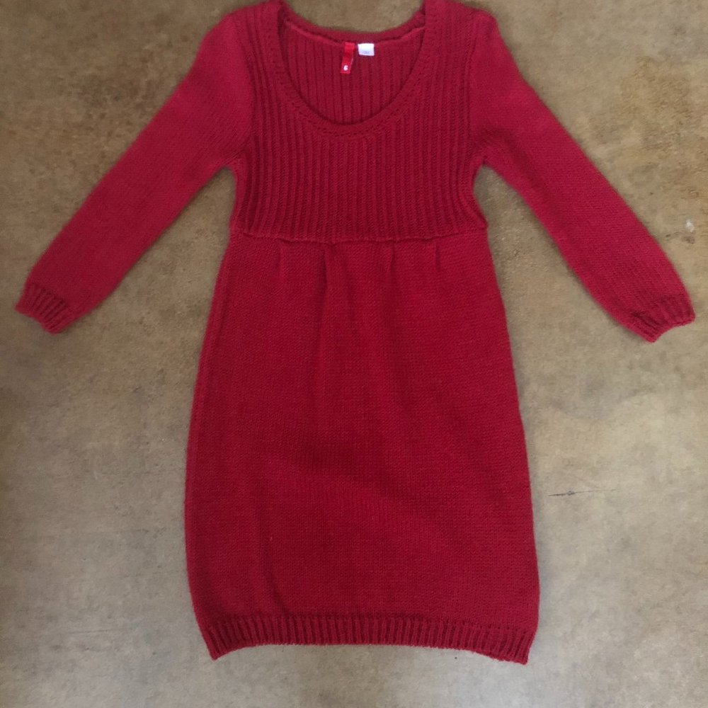 Red knit sweater dress, size 6